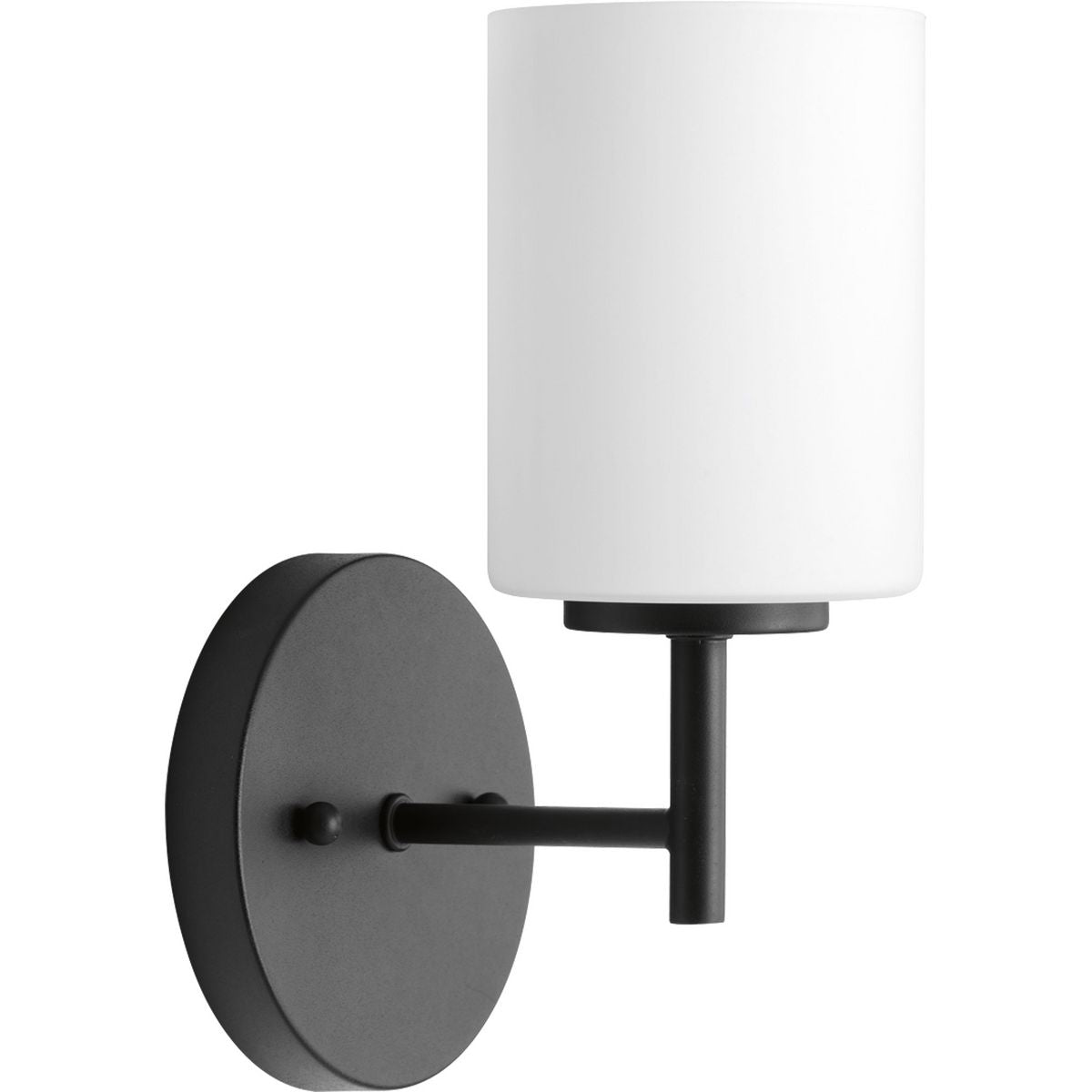 PROGRESS LIGHTING P2131-31 Textured Black Replay Collection One-Light Textured Black Etched White Glass Glass Modern Bath Vanity Light