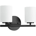 PROGRESS LIGHTING P2158-31 Textured Black Replay Collection Two-Light Textured Black Etched Glass Modern Bath Vanity Light