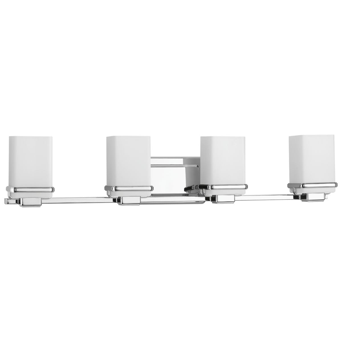 PROGRESS LIGHTING P2196-15 Polished Chrome Metric Collection Four-Light Polished Chrome Etched White Glass Glass Coastal Bath Vanity Light