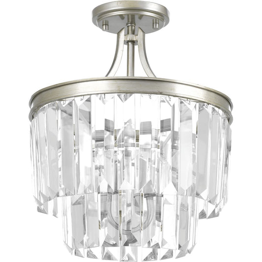 PROGRESS LIGHTING P2325-134 Silver Ridge Glimmer Collection Three-Light 15-1/2" Semi-Flush Convertible