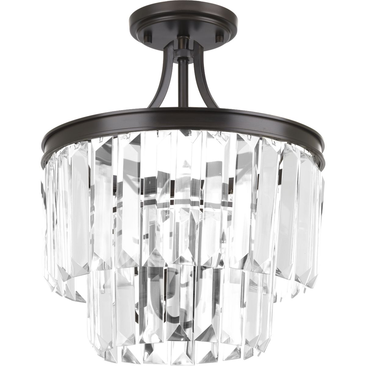 PROGRESS LIGHTING P2325-20 Antique Bronze Glimmer Collection Three-Light 15-1/2" Semi-Flush Convertible