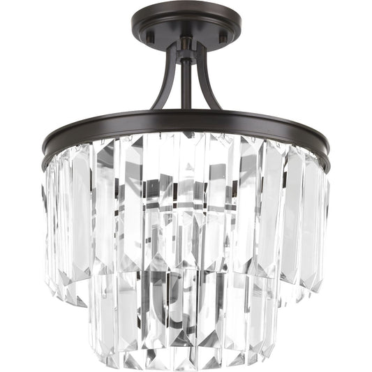 PROGRESS LIGHTING P2325-20 Antique Bronze Glimmer Collection Three-Light 15-1/2" Semi-Flush Convertible