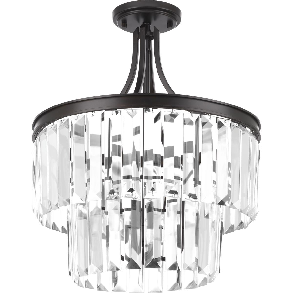 PROGRESS LIGHTING P2326-20 Antique Bronze Glimmer Collection Three-Light 19" Semi-Flush Convertible