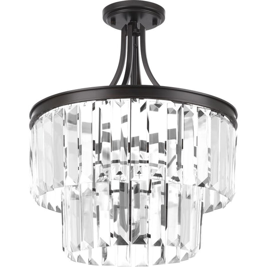 PROGRESS LIGHTING P2326-20 Antique Bronze Glimmer Collection Three-Light 19" Semi-Flush Convertible