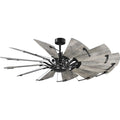 PROGRESS LIGHTING P250000-31M Matte Black Springer Collection 60-Inch 12-Blade Matte Black DC Motor Farmhouse Windmill Ceiling Fan