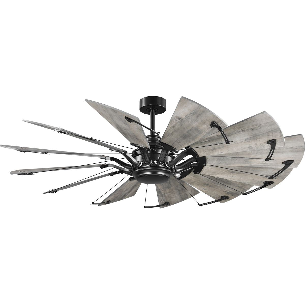 PROGRESS LIGHTING P250000-31M Matte Black Springer Collection 60-Inch 12-Blade Matte Black DC Motor Farmhouse Windmill Ceiling Fan