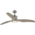 PROGRESS LIGHTING P250002-009-30 Brushed Nickel Farris Collection Three-Blade Carved Wood 60" Ceiling Fan