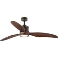 PROGRESS LIGHTING P250002-108-30 Oil Rubbed Bronze Farris Collection Three-Blade Carved Wood 60" Ceiling Fan
