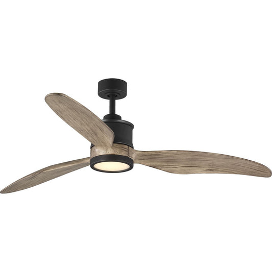 PROGRESS LIGHTING P250002-143-30 Graphite Farris Collection Three-Blade Carved Wood 60" Ceiling Fan
