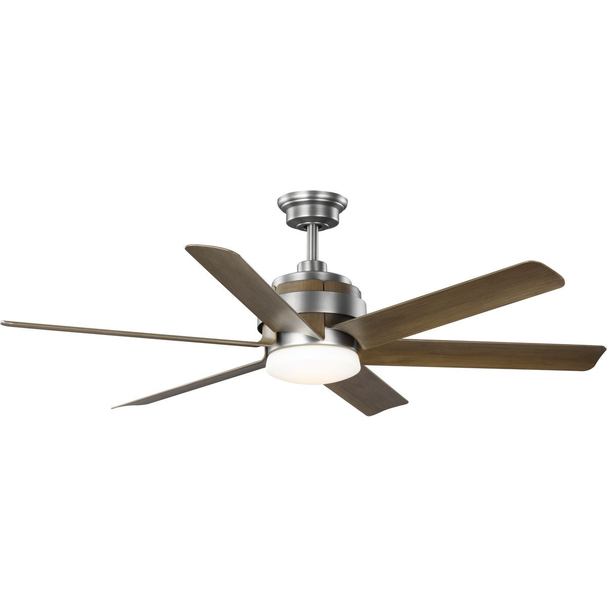 PROGRESS LIGHTING P250003-081-30 Antique Nickel Kaysville Collection 6-Blade Chestnut 56-Inch DC Motor LED Urban Industrial Ceiling Fan