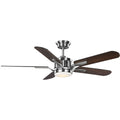 PROGRESS LIGHTING P250007-009-30 Brushed Nickel Claret Collection 5-Blade Reversible Matte Black/American Walnut 54-Inch AC Motor Ceiling Fan