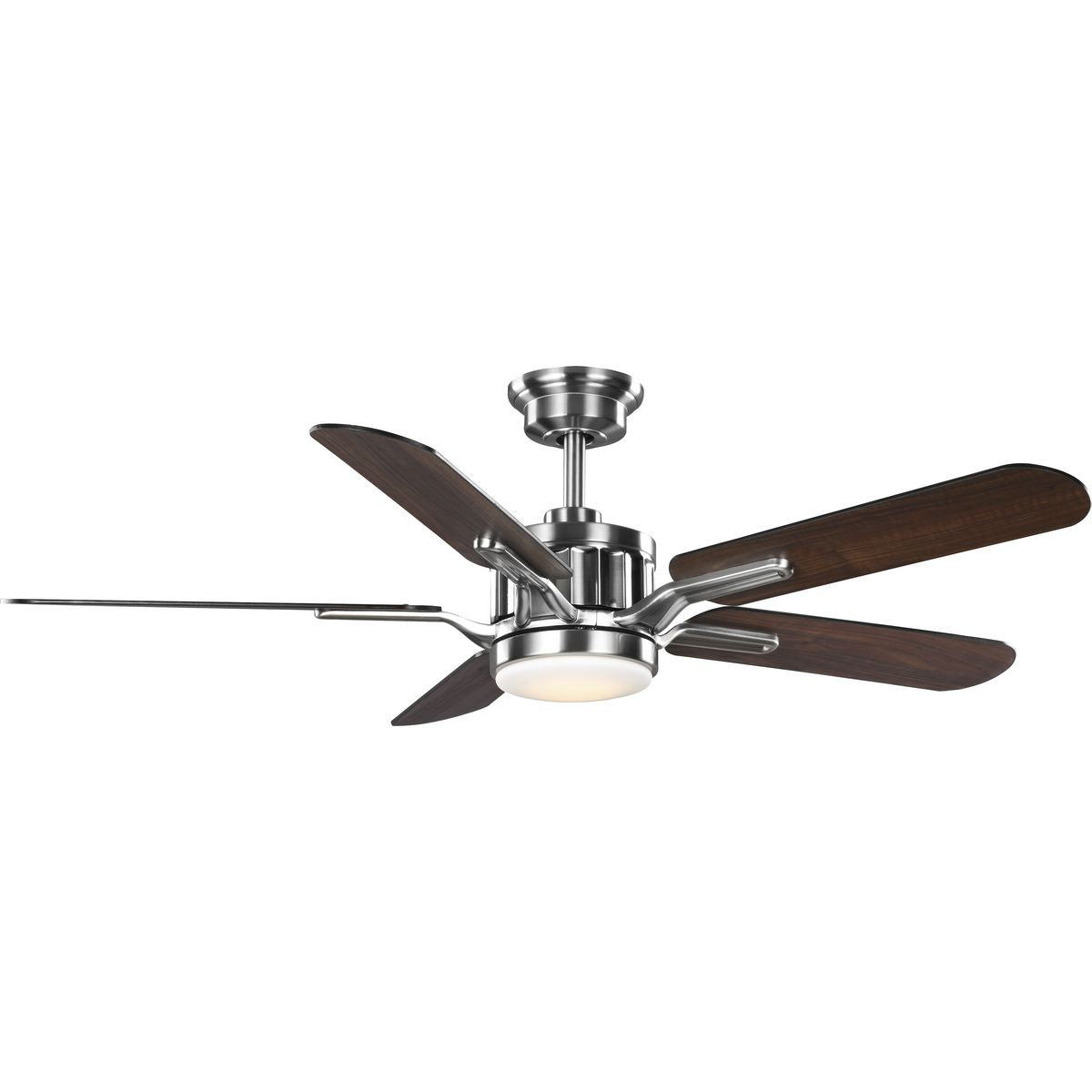 PROGRESS LIGHTING P250007-009-30 Brushed Nickel Claret Collection 5-Blade Reversible Matte Black/American Walnut 54-Inch AC Motor Ceiling Fan