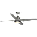 PROGRESS LIGHTING P250009-081-30 Antique Nickel Alleron Collection 4-Blade Grey Weathered Wood 56-Inch DC Motor LED Urban Industrial Ceiling Fan