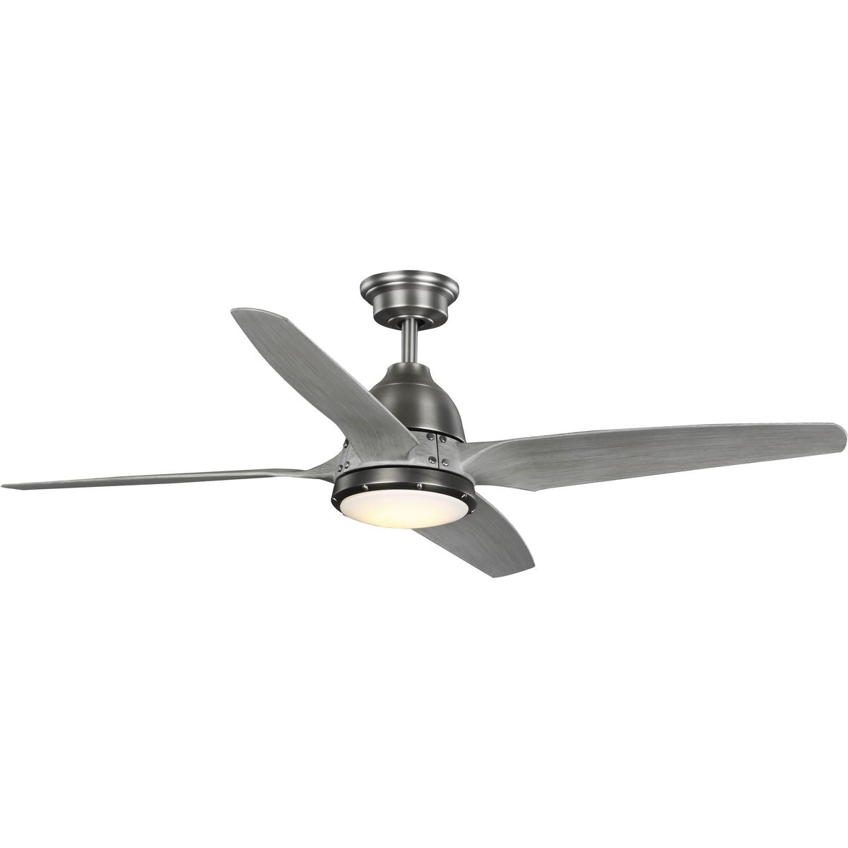 PROGRESS LIGHTING P250009-081-30 Antique Nickel Alleron Collection 4-Blade Grey Weathered Wood 56-Inch DC Motor LED Urban Industrial Ceiling Fan