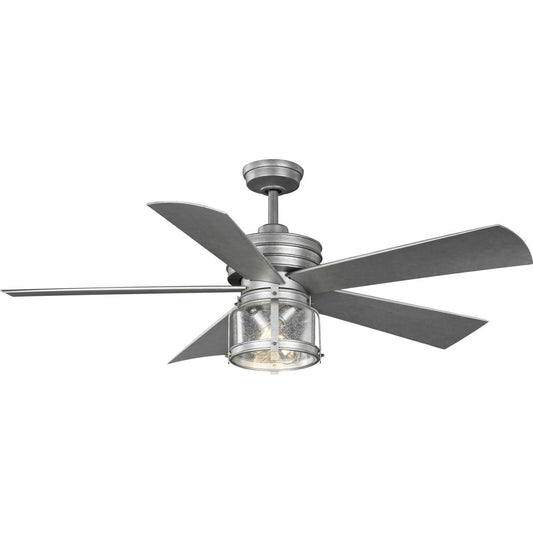 PROGRESS LIGHTING P250011-141-WB Galvanized Finish Midvale Collection 5-Blade Galvanized 56-Inch AC Motor Coastal Ceiling Fan