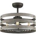PROGRESS LIGHTING P250012-143-22 Graphite Gulliver 23" 3-Blade Gray Weathered Faux Wood Finish Ceiling Fan with LED Bulbs