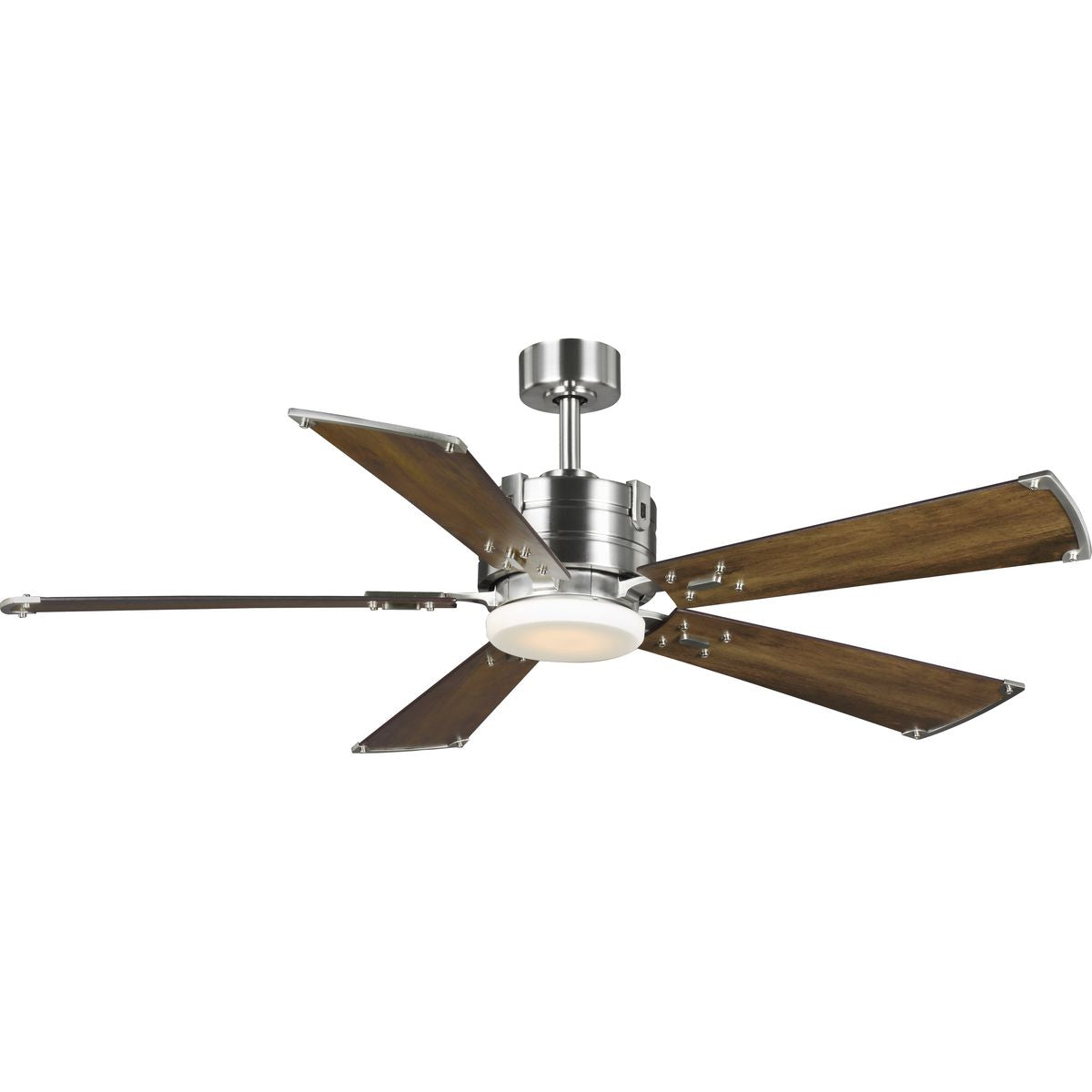 PROGRESS LIGHTING P250021-009-30 Brushed Nickel Glenfalls Collection 5-Blade Reversible Chestnut 56-Inch AC Motor LED Transitional Ceiling Fan