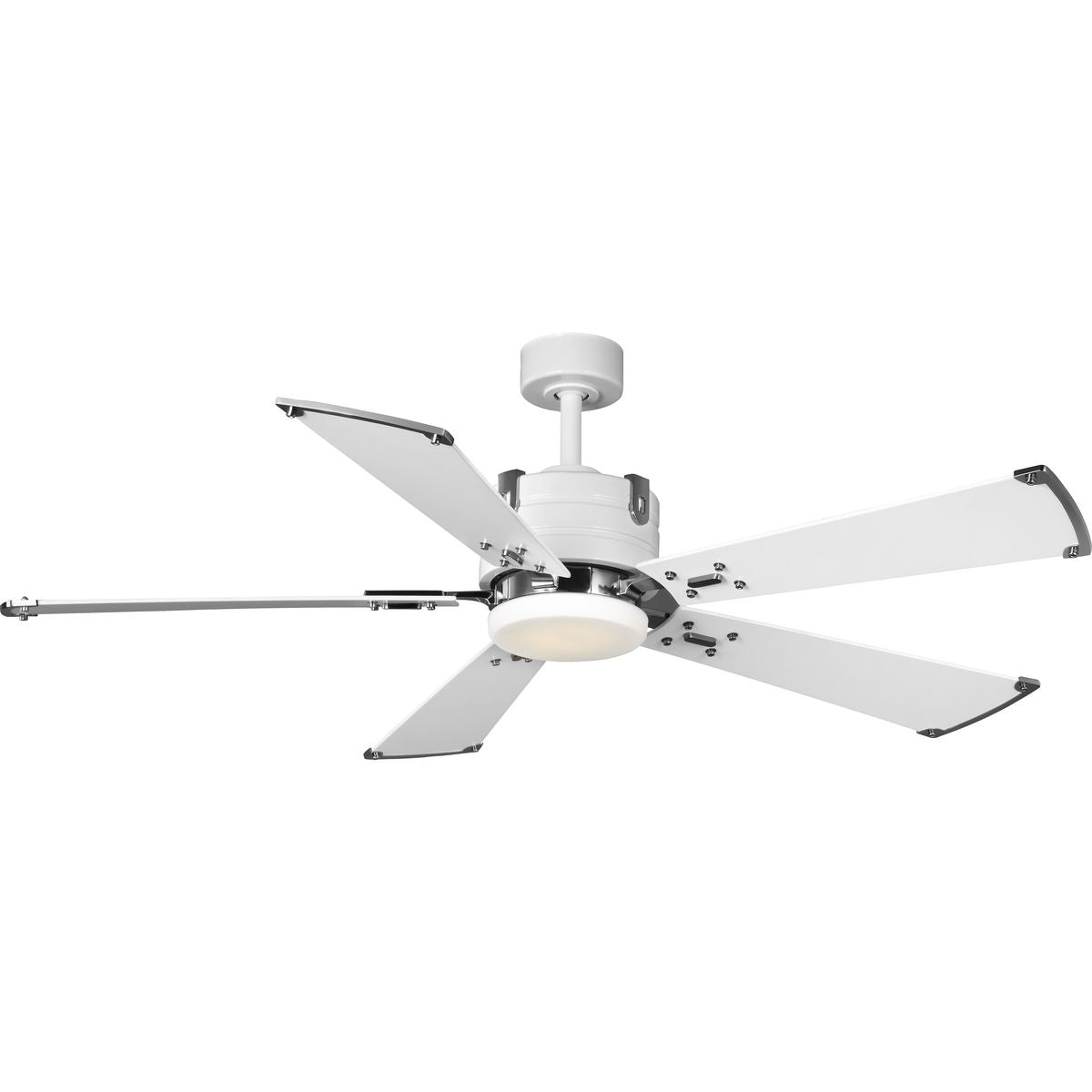 PROGRESS LIGHTING P250021-028-30 Satin White Glenfalls Collection 5-Blade Reversible White 56-Inch AC Motor LED Transitional Ceiling Fan
