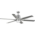 PROGRESS LIGHTING P250026-009-30 Brushed Nickel Arlo Collection 60" Indoor/Outdoor Six-Blade Brushed Nickel Ceiling Fan