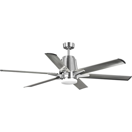 PROGRESS LIGHTING P250026-009-30 Brushed Nickel Arlo Collection 60" Indoor/Outdoor Six-Blade Brushed Nickel Ceiling Fan