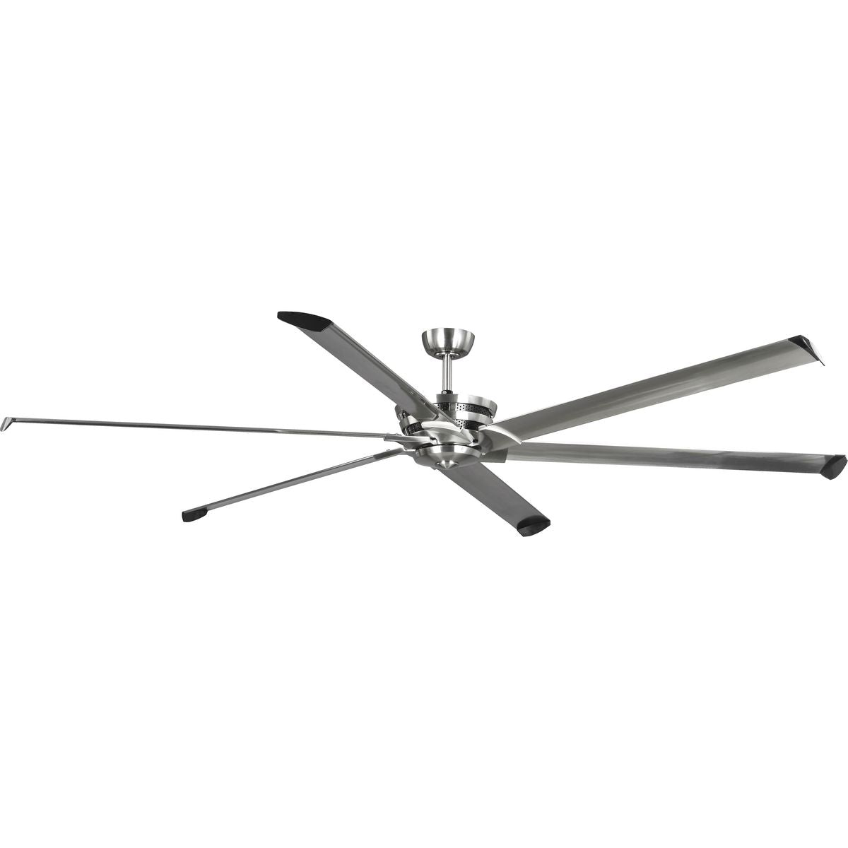 PROGRESS LIGHTING P250030-009 Brushed Nickel Huff Collection Indoor/Outdoor 96" Six-Blade Brushed Nickel Ceiling Fan