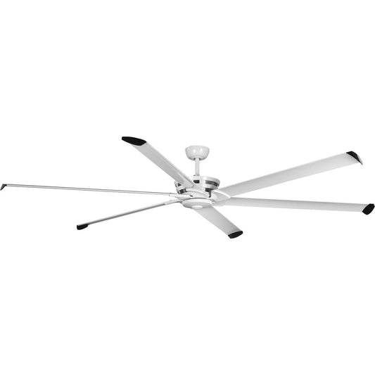 PROGRESS LIGHTING P250030-028 Satin White Huff Collection Indoor/Outdoor 96" Six-Blade Satin White Ceiling Fan
