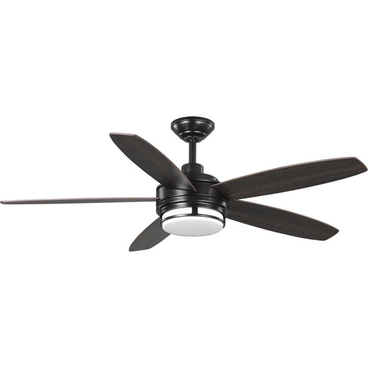 PROGRESS LIGHTING P250036-031-30 Black Albin Collection 54" Indoor/Outdoor Five-Blade Black Ceiling Fan