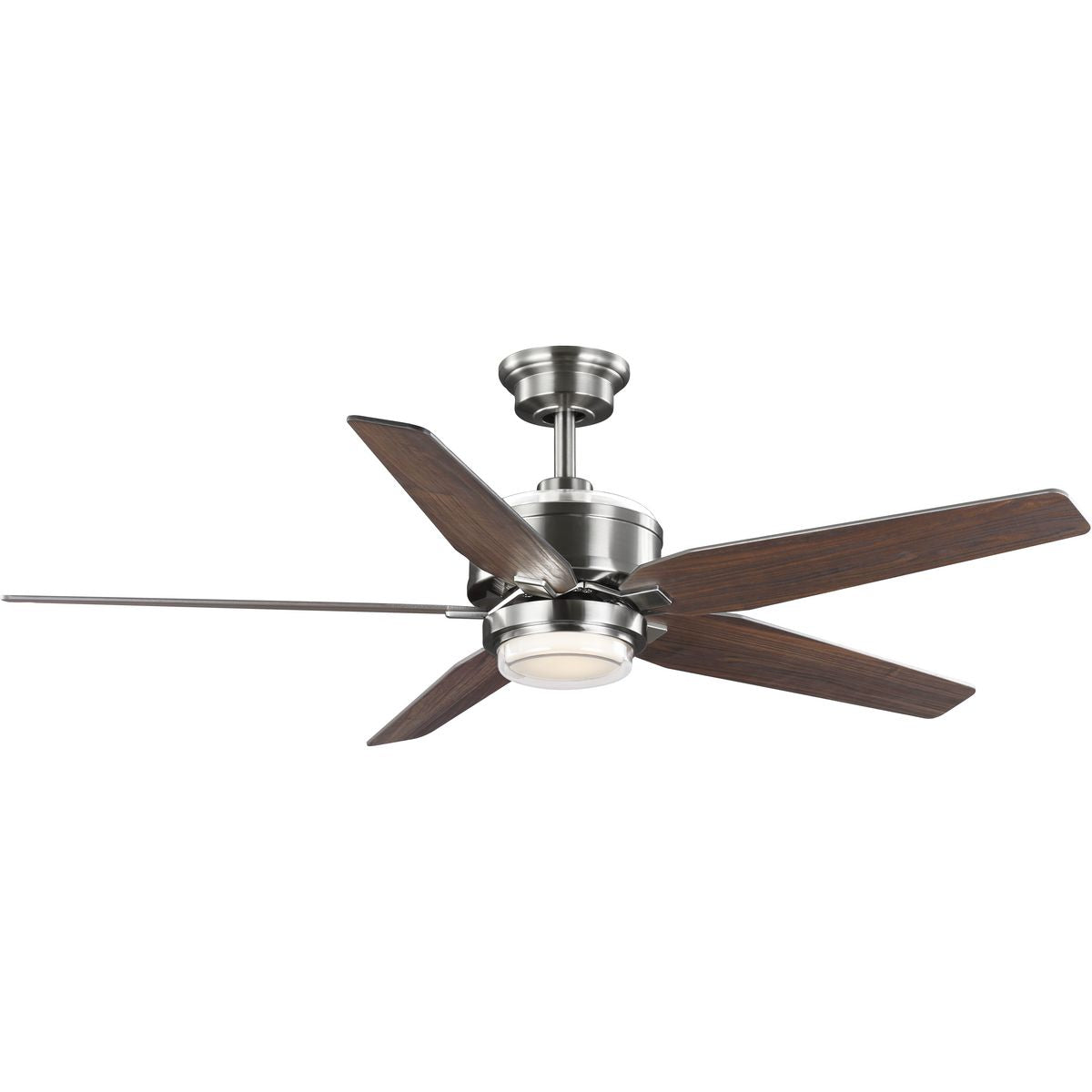PROGRESS LIGHTING P250061-009-30 Brushed Nickel Byars 54" 5-Blade Integrated LED Indoor Brushed Nickel Transitional Ceiling Fan with Light Kit and White Opal Shade and Remote Control