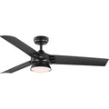 PROGRESS LIGHTING P250062-031-30 Black Edwidge Collection 3-Blade Black 52-Inch DC Motor LED Contemporary Ceiling Fan