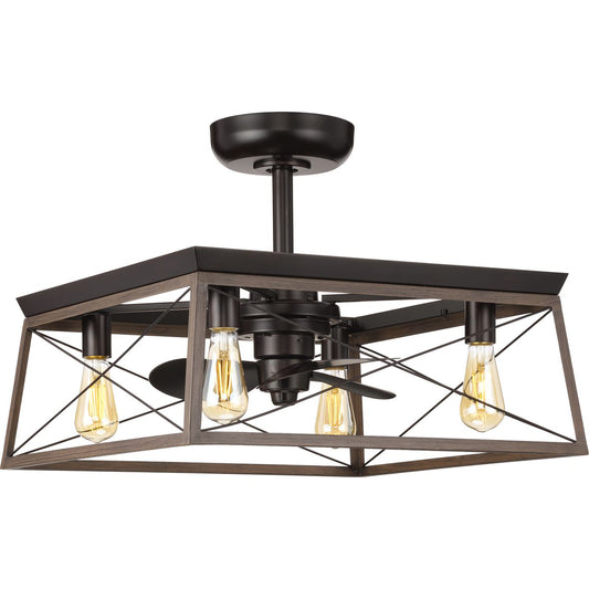 PROGRESS LIGHTING P250067-020-WB Antique Bronze Briarwood Collection 22-Inch Antique Bronze 3-Blade AC Motor Farmhouse Ceiling Fan