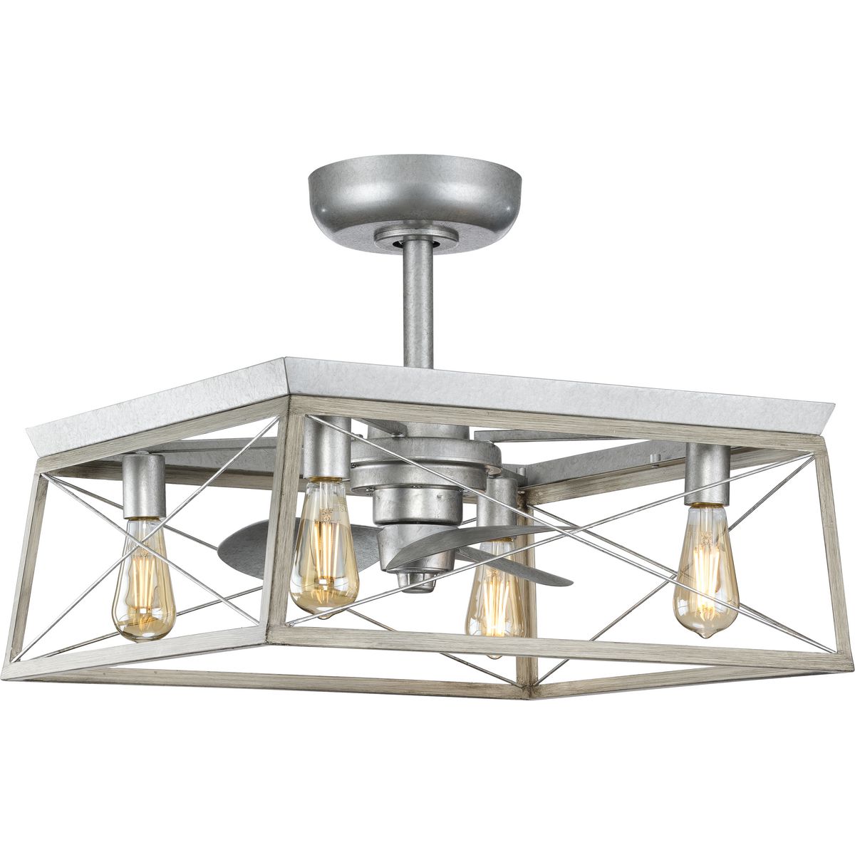 PROGRESS LIGHTING P250067-141-WB Galvanized Finish Briarwood Collection 22-Inch 3-Blade Galvanized AC Motor Farmhouse Ceiling Fan