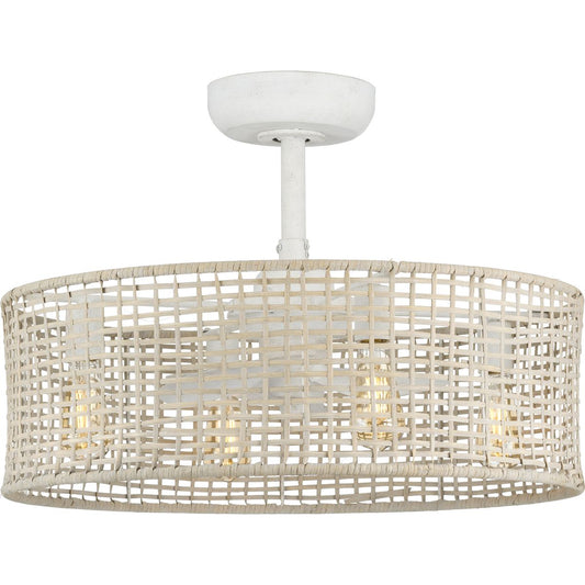 PROGRESS LIGHTING P250068-151-WB Cottage White Belva Collection 25.25-Inch 3-Blade Cottage White AC Motor Coastal Ceiling Fan