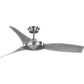 PROGRESS LIGHTING P250071-009 Brushed Nickel Spicer Collection 54" Three-Blade Grey Weathered Wood/Brushed Nickel Indoor/Outdoor DC Motor Contemporary Ceiling Fan