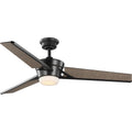PROGRESS LIGHTING P250072-108-30 Oil Rubbed Bronze Kasota Collection 56" Three-Blade Tan Linen/Oil Rubbed Bronze Indoor/Outdoor LED DC Motor Modern Ceiling Fan