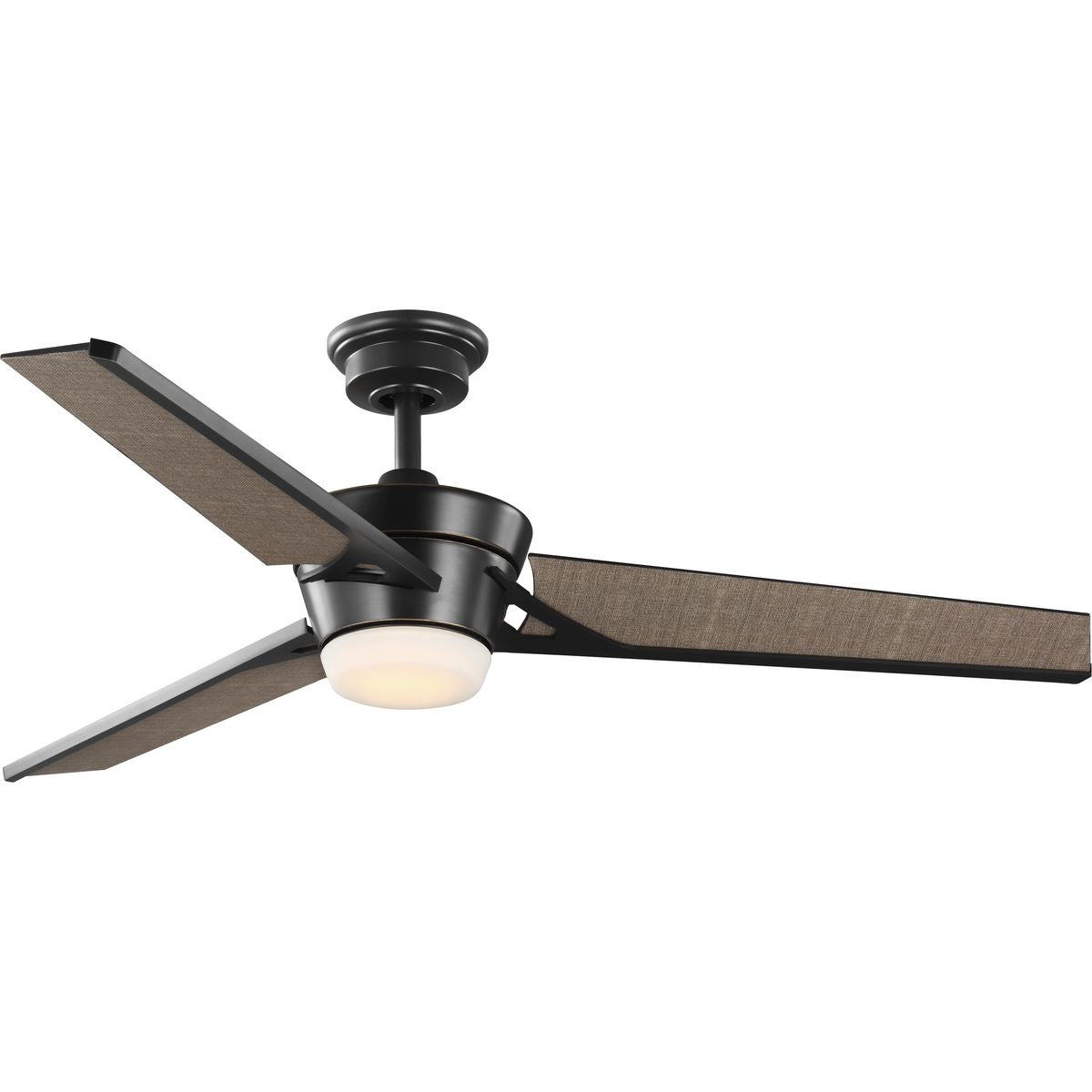 PROGRESS LIGHTING P250072-108-30 Oil Rubbed Bronze Kasota Collection 56" Three-Blade Tan Linen/Oil Rubbed Bronze Indoor/Outdoor LED DC Motor Modern Ceiling Fan