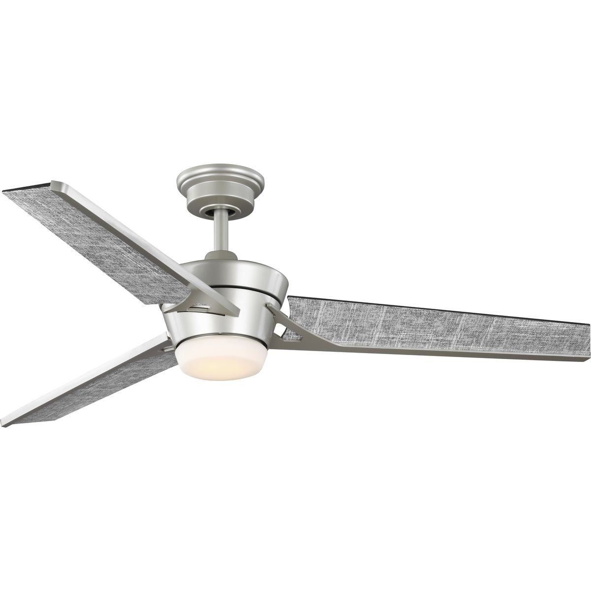 PROGRESS LIGHTING P250072-152-30 Painted Nickel Kasota Collection 56" Three-Blade Charcoal Linen/Painted Nickel Indoor/Outdoor LED DC Motor Modern Ceiling Fan