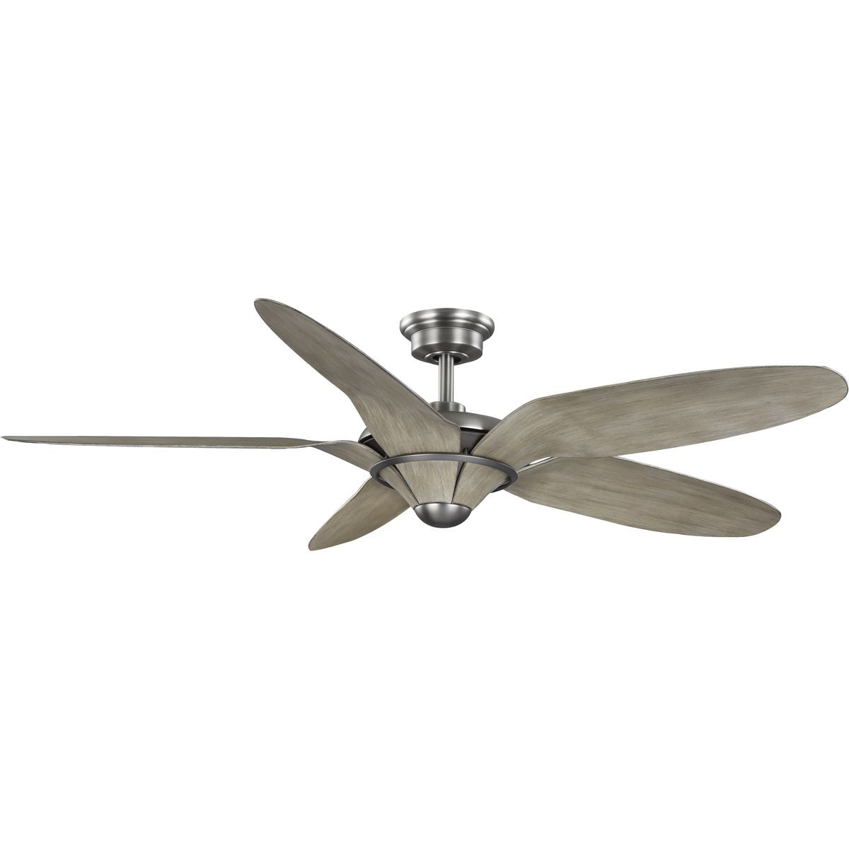 PROGRESS LIGHTING P250073-081 Antique Nickel Mesilla Collection 60" Five-Blade White Barnwood/Antique Nickel Indoor/Outdoor DC Motor Urban Industrial Ceiling Fan