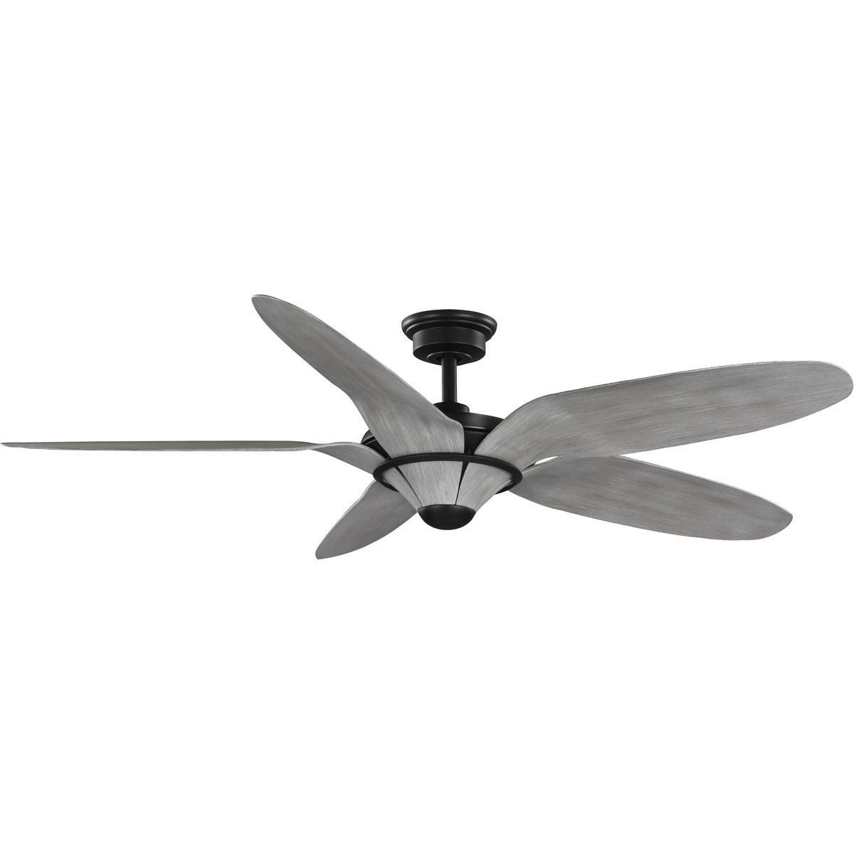 PROGRESS LIGHTING P250073-182 Flat Black Mesilla Collection 60" Five-Blade Gray Weathered Wood/Black Indoor/Outdoor DC Motor Urban Industrial Ceiling Fan