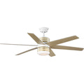 PROGRESS LIGHTING P250074-030-30 White Carrollwood Collection 56-Inch Six-Blade Natural Cherry/White DC Motor Contemporary Ceiling Fan