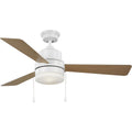 PROGRESS LIGHTING P250076-028-WB Satin White Trevina V 52" 3-Blade Indoor Satin White ENERGY STAR Modern Ceiling Fan with Light Kit and White Opal Shade