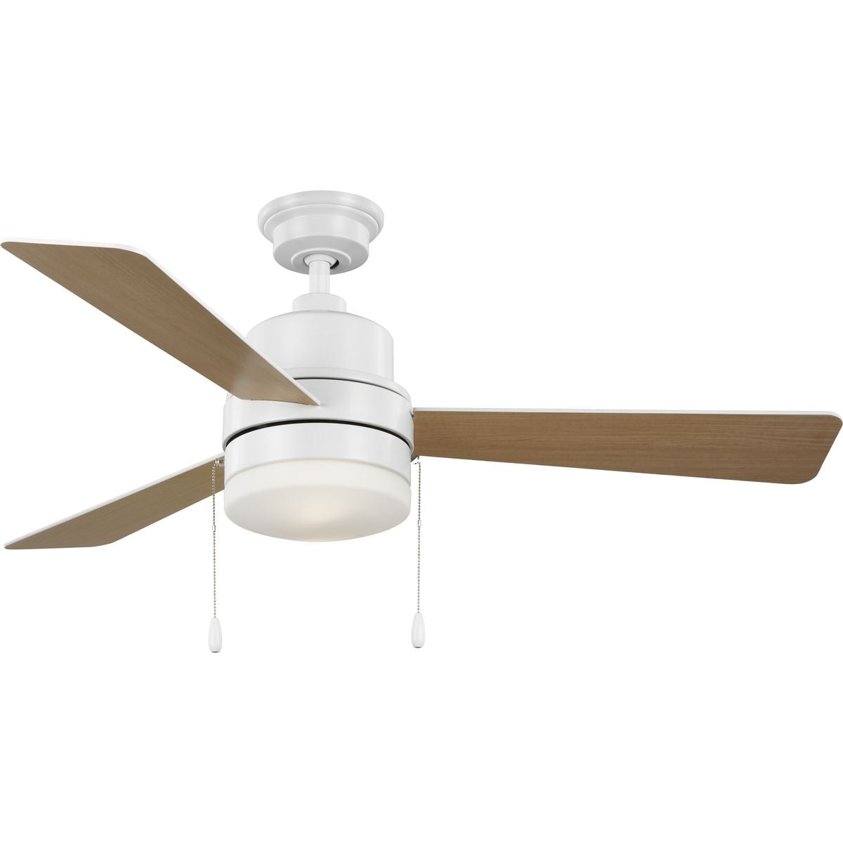 PROGRESS LIGHTING P250076-028-WB Satin White Trevina V 52" 3-Blade Indoor Satin White ENERGY STAR Modern Ceiling Fan with Light Kit and White Opal Shade