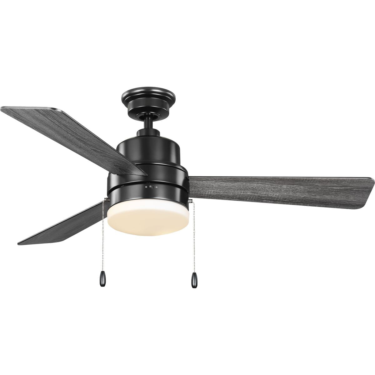 PROGRESS LIGHTING P250076-31M-WB Matte Black Trevina V 52" 3-Blade Indoor Matte Black ENERGY STAR Modern Ceiling Fan with Light Kit and White Opal Shade