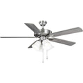 PROGRESS LIGHTING P250077-009-WB Brushed Nickel AirPro 52 in. Brushed Nickel 5-Blade ENERGY STAR Rated AC Motor Ceiling Fan with LED Light