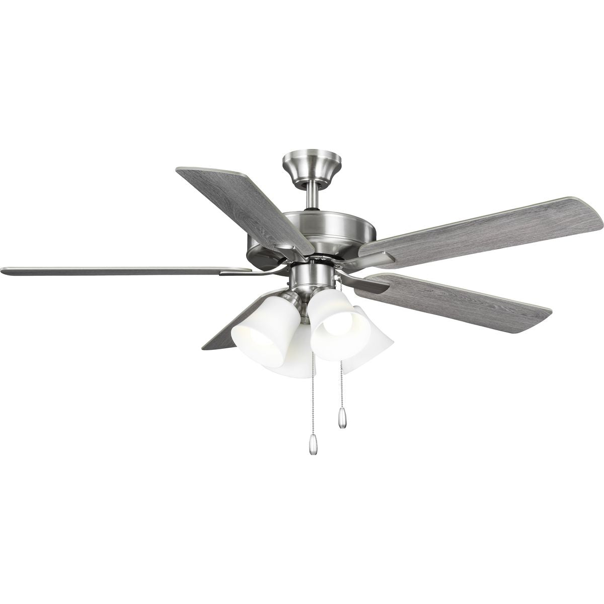 PROGRESS LIGHTING P250077-009-WB Brushed Nickel AirPro 52 in. Brushed Nickel 5-Blade ENERGY STAR Rated AC Motor Ceiling Fan with LED Light