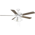 PROGRESS LIGHTING P250077-030-WB White AirPro 52 in. White 5-Blade ENERGY STAR Rated AC Motor Ceiling Fan with Light