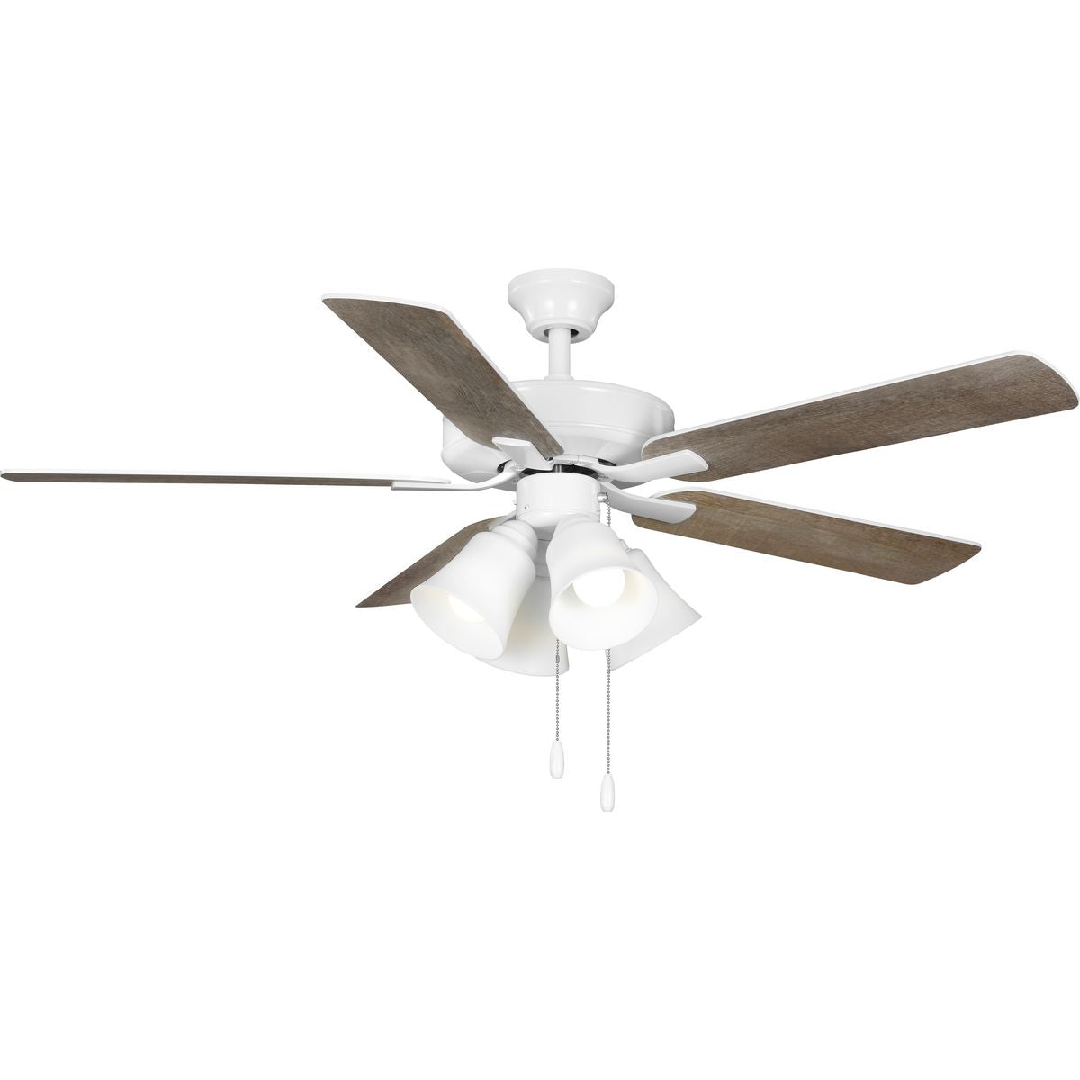 PROGRESS LIGHTING P250077-030-WB White AirPro 52 in. White 5-Blade ENERGY STAR Rated AC Motor Ceiling Fan with Light