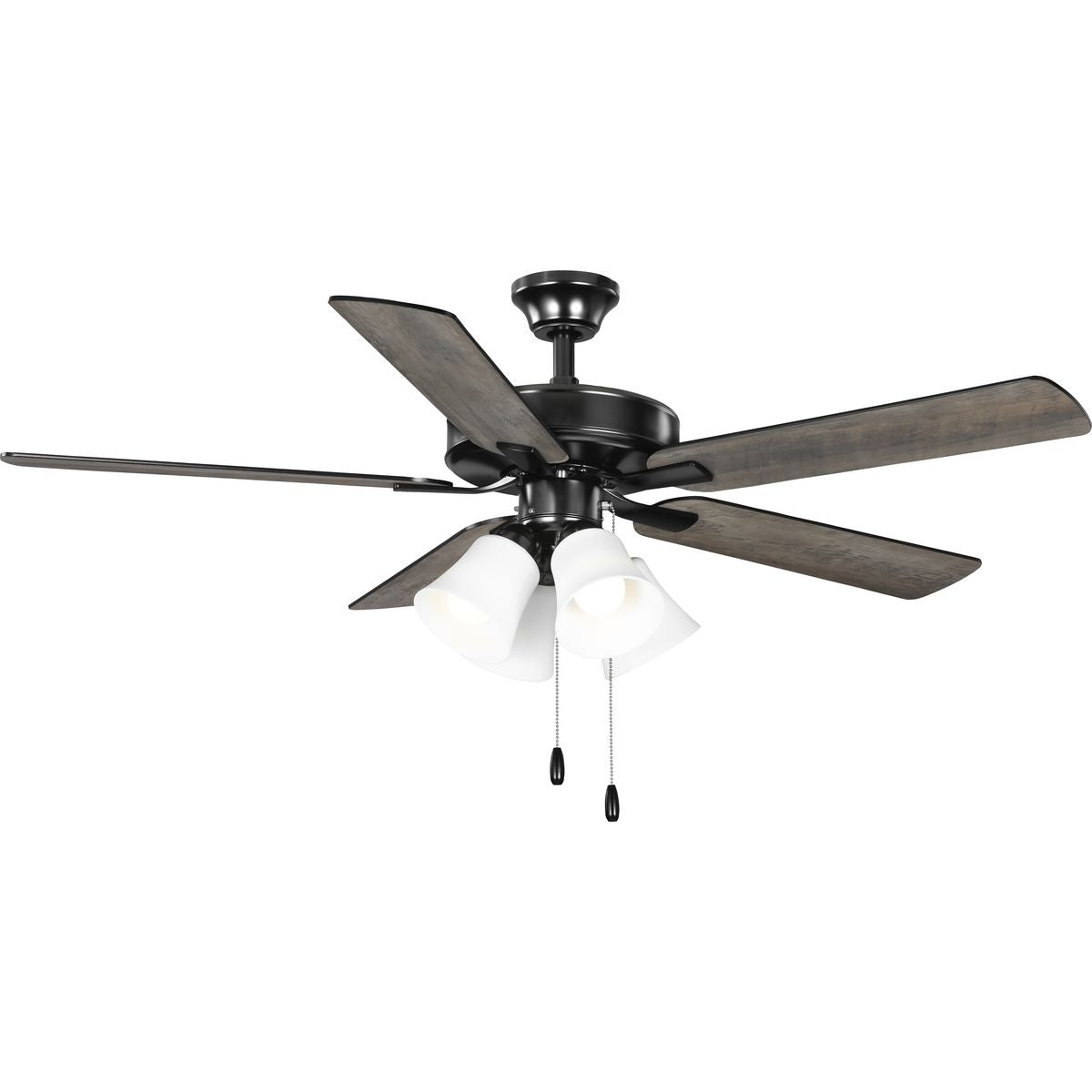 PROGRESS LIGHTING P250077-31M-WB Matte Black AirPro 52 in. Matte Black 5-Blade ENERGY STAR Rated AC Motor Ceiling Fan with Light