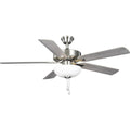 PROGRESS LIGHTING P250078-009-WB Brushed Nickel AirPro 52 in. Brushed Nickel 5-Blade ENERGY STAR Rated AC Motor Ceiling Fan with Light