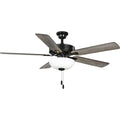 PROGRESS LIGHTING P250078-31M-WB Matte Black AirPro 52 in. Matte Black 5-Blade ENERGY STAR Rated AC Motor Transitional Ceiling Fan with Light