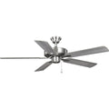 PROGRESS LIGHTING P250080-009 Brushed Nickel AirPro 52 in. Brushed Nickel 5-Blade AC Motor Transitional Ceiling Fan